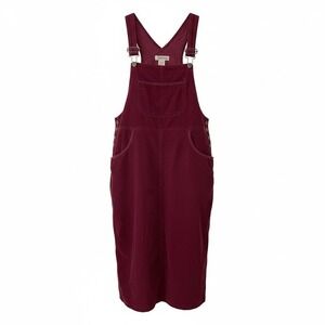 Corduroy Overall Dress 100% Cotton Vintage Modest Burgundy Size S Cottagecore